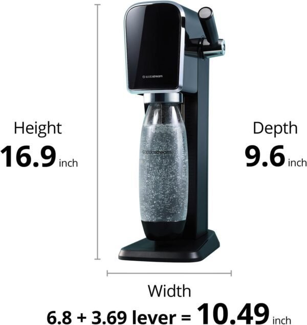 SodaStream - ART Sparkling Water Maker | VALUE BUNDLE | CQC CO2 system | Includes 2x CO2 Cylinders, 2x 32 Fl Oz Dishwasher Safe Bottles, 2x Bubly Flavor Drops | Combine with Pepsi Flavors | Black