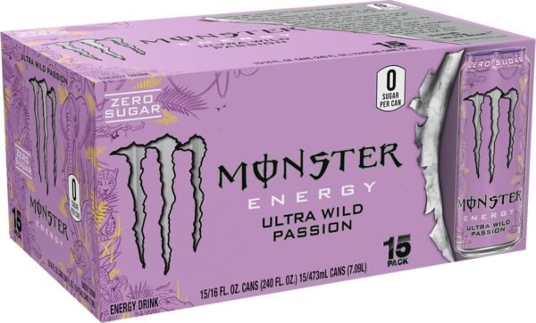 Monster Energy Ultra Wild Passion, Sugar Free Energy Drink, 16 Ounce (Pack of 15)