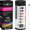 150 Ketone Urine Test Strips, App & Keto Guide eBook Included, Extra-Long for Easy Sampling, Urinalysis Test for Ketosis on Ketogenic and Low-Carb Diets