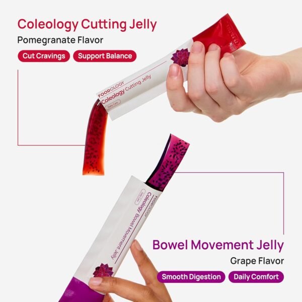 FOODOLOGY Coleology Bowel Movement Jelly (Grape & Prune) – Prebiotic Fiber Supplement for Gut Health & Daily Regularity, Chia Seeds, Korean Supplement – 10 Sticks