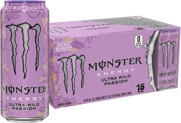 Monster Energy Ultra Wild Passion, Sugar Free Energy Drink, 16 Ounce (Pack of 15)