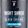 Night Shred Black Melatonin-Free Nighttime Fat Burner and Sleep Support Supplement - GABA Complex with Ashwagandha, CLA, Grains of Paradise, and Zylaria - Thermogenic Fat Burner - 90 Vegan Capsules