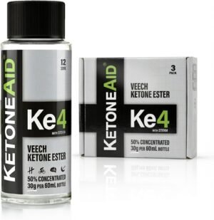 KetoneAid Ke4 Ketone Ester Concentrate | Not a Ketone Salt, KetoneAid Ke4 Ketone Ester Concentrate | Not a Ketone Salt, No Sugar, No Caffeine | Exogenous D-BHB Ester | 12 Serving Per Bottle (3 Count)