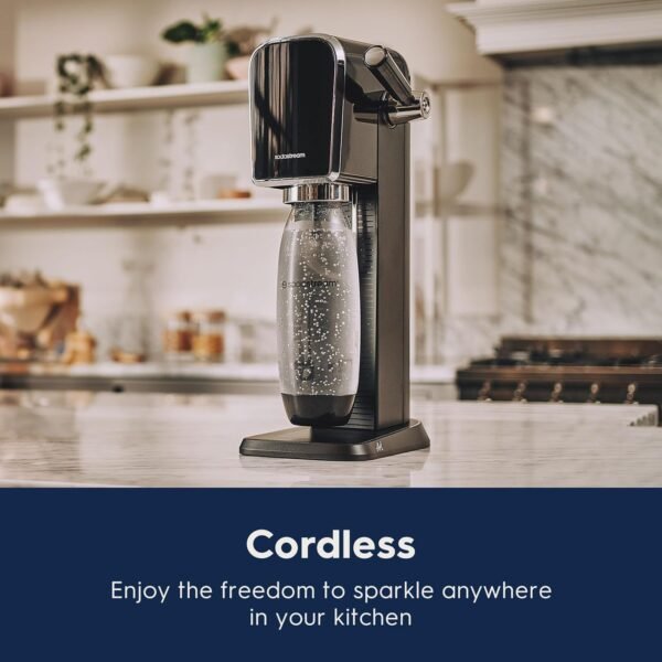 SodaStream - ART Sparkling Water Maker | VALUE BUNDLE | CQC CO2 system | Includes 2x CO2 Cylinders, 2x 32 Fl Oz Dishwasher Safe Bottles, 2x Bubly Flavor Drops | Combine with Pepsi Flavors | Black