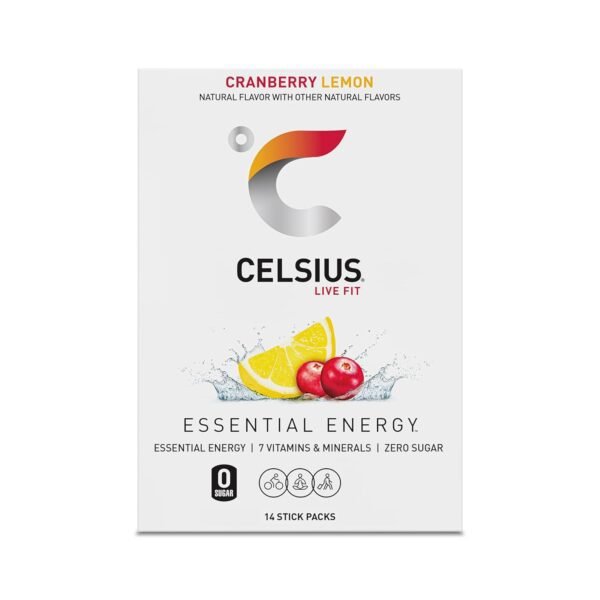 CELSIUS On The Go Cranberry Lemon, Sugar Free Energy Drink Mix (14 Sticks per Pack)