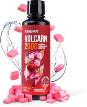 InnoSupps Volcarn 2000 - L-CARNITINE Pre-Workout Advanced Energy Liquid ATP InnoSupps Volcarn 2000 - L-CARNITINE Pre-Workout Advanced Energy Liquid ATP Enhancer w/GBEEC Boosts Energy, Enhances Focus, Cognition & Supports Fat Metabolism, 32 Servings - Pink Starblast Flavor