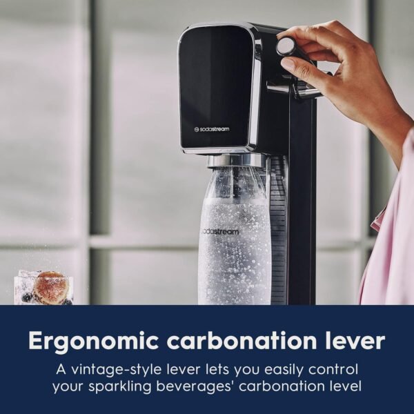 SodaStream - ART Sparkling Water Maker | VALUE BUNDLE | CQC CO2 system | Includes 2x CO2 Cylinders, 2x 32 Fl Oz Dishwasher Safe Bottles, 2x Bubly Flavor Drops | Combine with Pepsi Flavors | Black