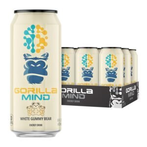 Gorilla Mind Energy Drink | Unmatched Energy · Amplified Focus Gorilla Mind Energy Drink | Unmatched Energy · Amplified Focus | N-Acetyl-L-Tyrosine, Alpha-GPC, 200mg Caffeine, Uridine, Saffron | 0 Sugar Or Artificial Colors | 16oz, 12-Pack (White Gummy Bear)