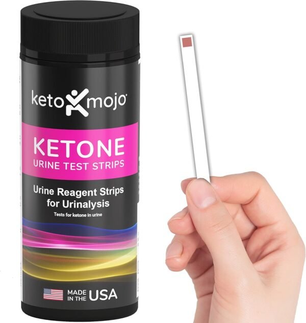 150 Ketone Urine Test Strips, App & Keto Guide eBook Included, Extra-Long for Easy Sampling, Urinalysis Test for Ketosis on Ketogenic and Low-Carb Diets