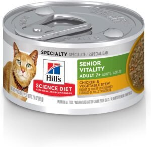 Hill's Science Diet Senior Vitality Adult 7+, Senior Premium Nutrition, Hill's Science Diet Senior Vitality Adult 7+, Senior Premium Nutrition, Wet Cat Food, Chicken & Vegetable Stew, 2.9 oz. Cans, 24-Pack