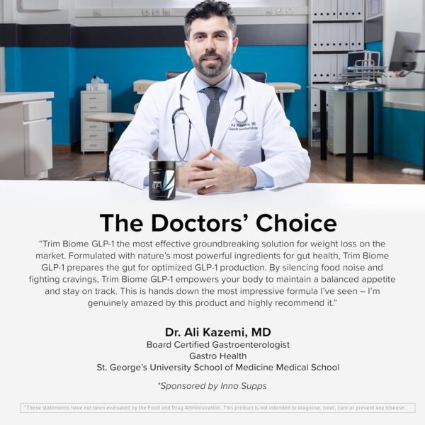 InnoSupps Trim Biome GLP-1 - Gut Health + Metabolic Support* - Prebiotic + Probiotic + Postbiotic - Akkermansia + Berberine - 60 Capsules. 30 Servings
