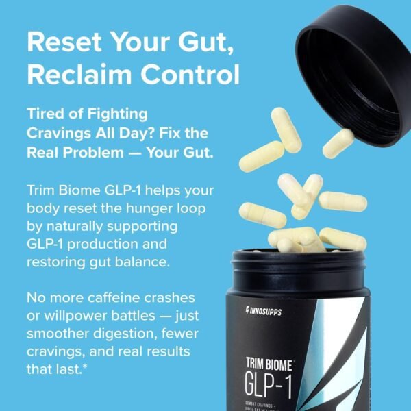 InnoSupps Trim Biome GLP-1 - Gut Health + Metabolic Support* - Prebiotic + Probiotic + Postbiotic - Akkermansia + Berberine - 60 Capsules. 30 Servings