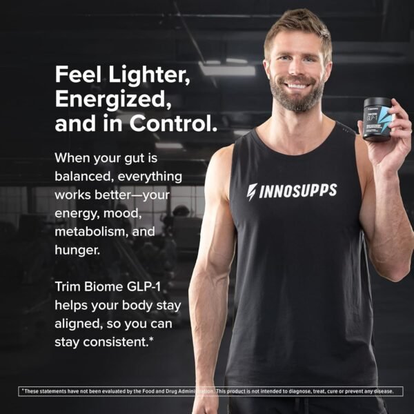 InnoSupps Trim Biome GLP-1 - Gut Health + Metabolic Support* - Prebiotic + Probiotic + Postbiotic - Akkermansia + Berberine - 60 Capsules. 30 Servings